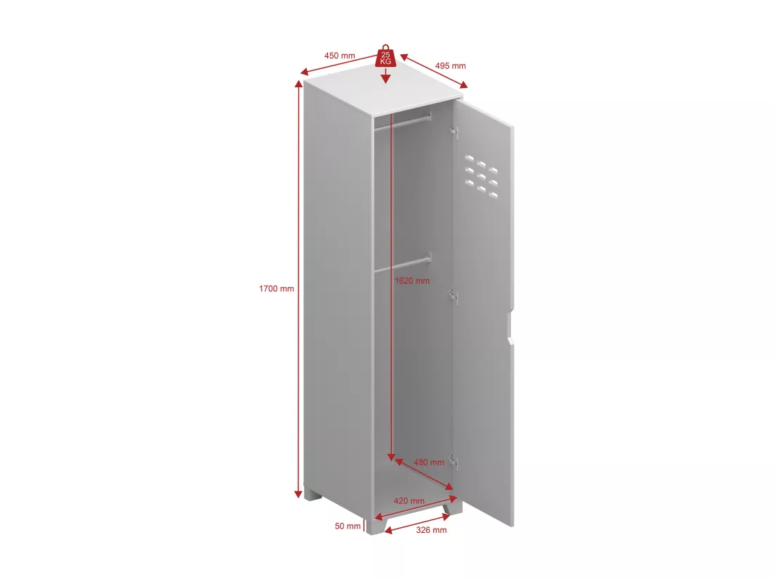 Linus | Armoire à 1 porte en MDF gris