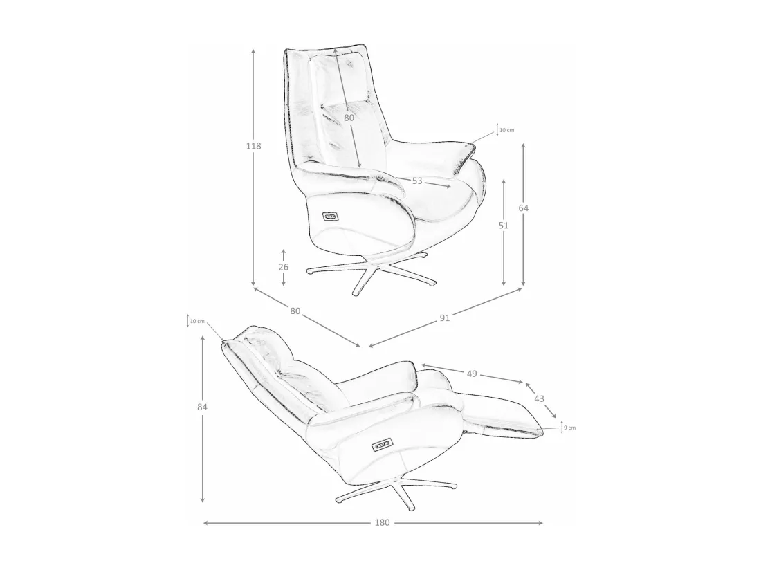 Fauteuil pivotant en cuir noir 5124 ANGEL CERDA