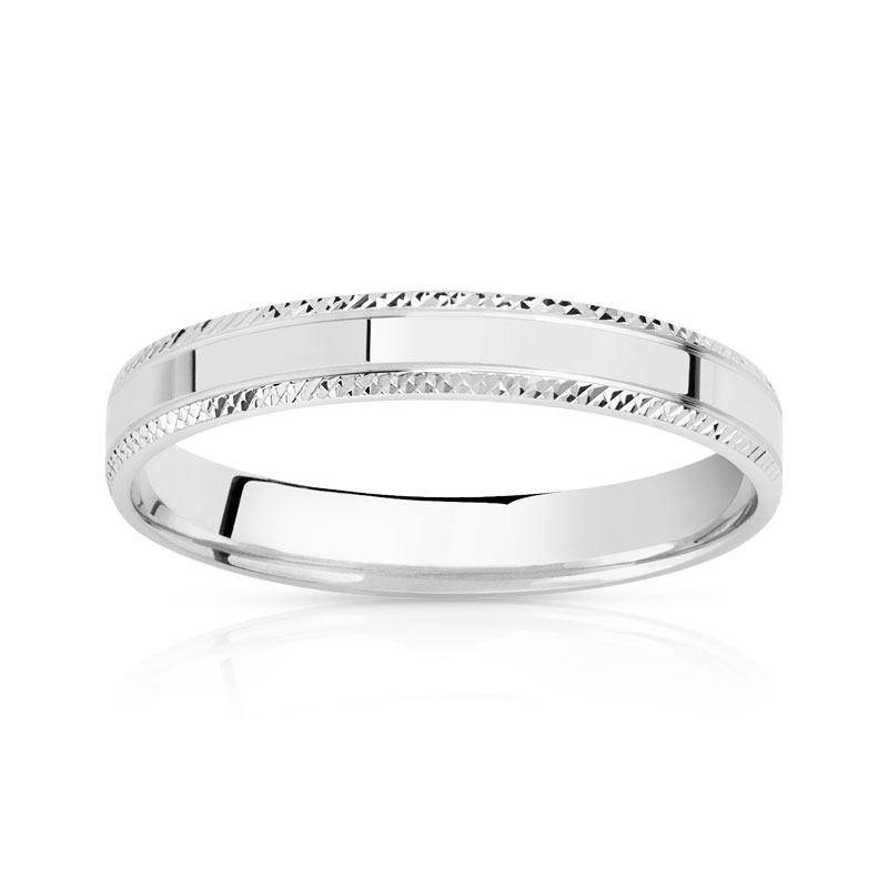 Alliance or blanc 375 facetté sur bord 3 mm