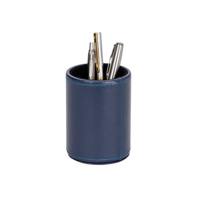 Quo Vadis Satiny - Pot à crayons - 7,5 x 10 cm - peau de vache - bleu marine