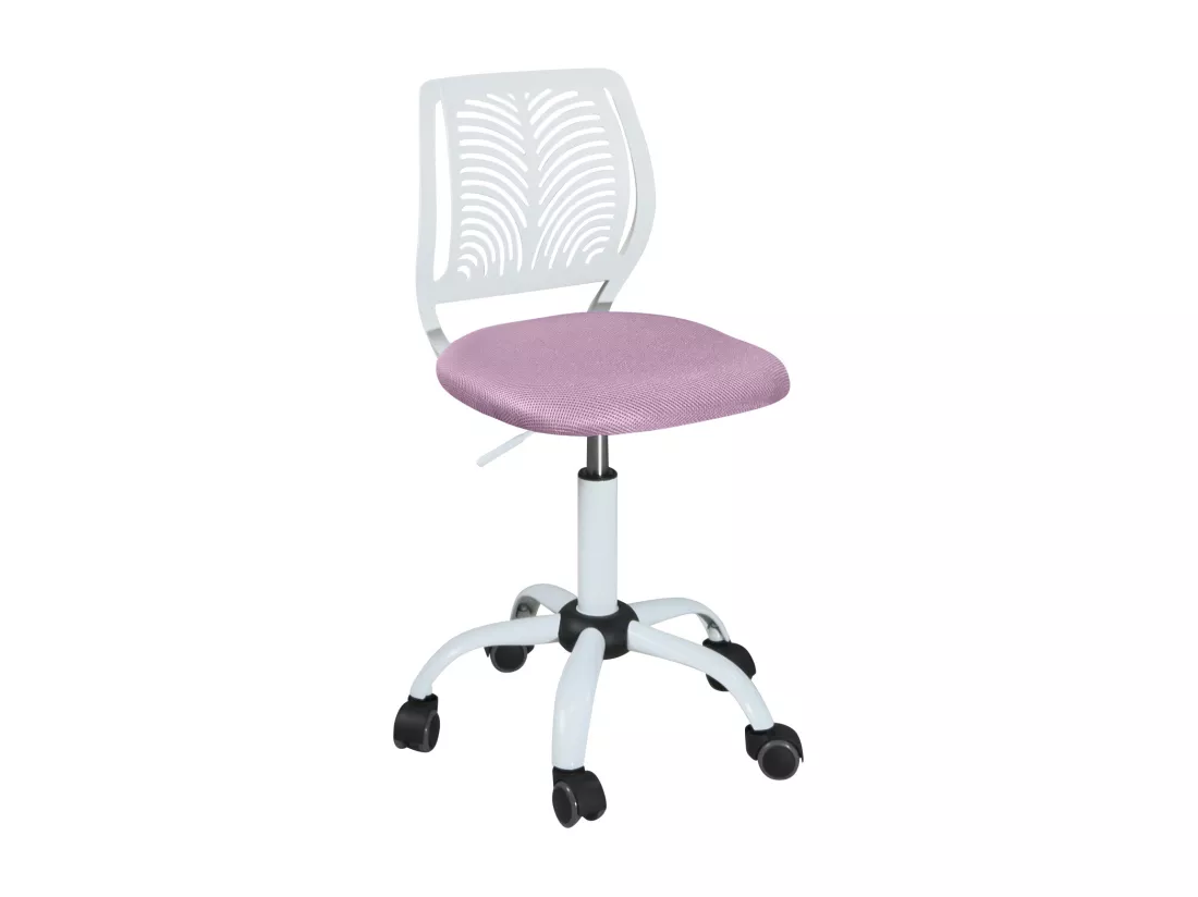 Chaise Bureau Enfant, Hauteur Réglable, Pivotante SAWI (Blanc Rose)