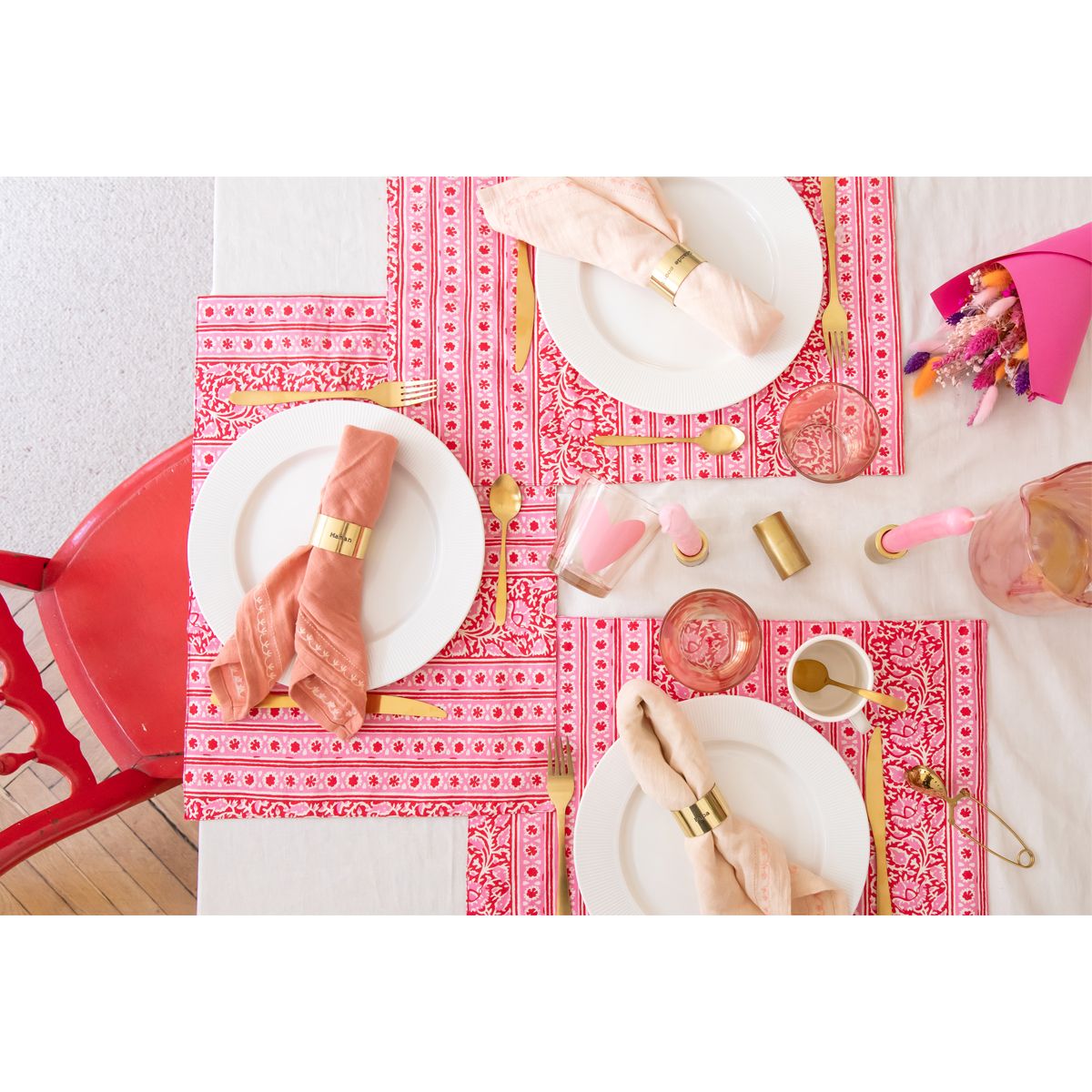 Verre cœur rose Pause goûter