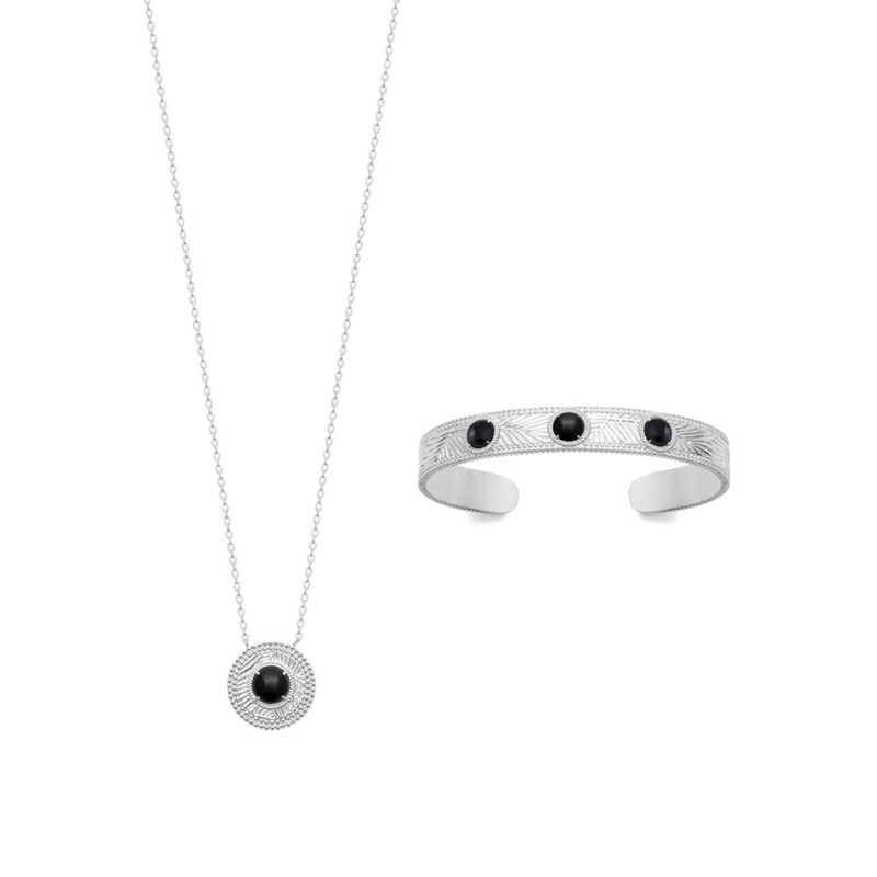 Collier Femme - Argent 925 - Agate - Longueur : 45 cm