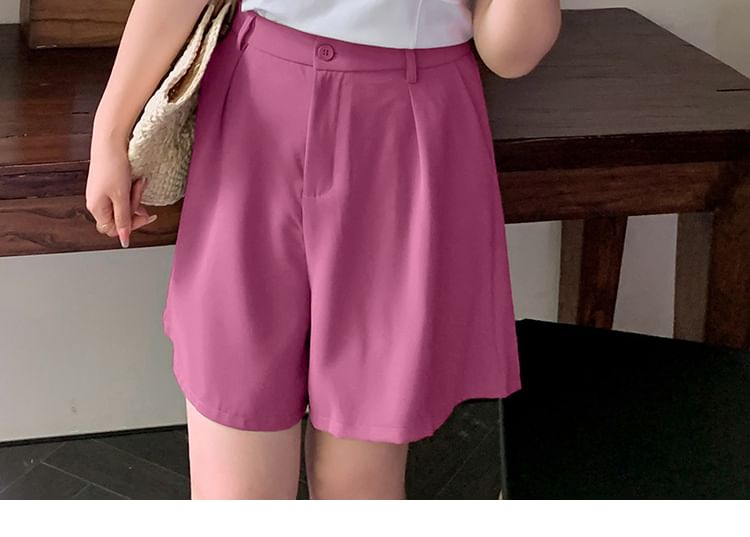Krezol - Plus Size Hoge Taille Effen Shorts