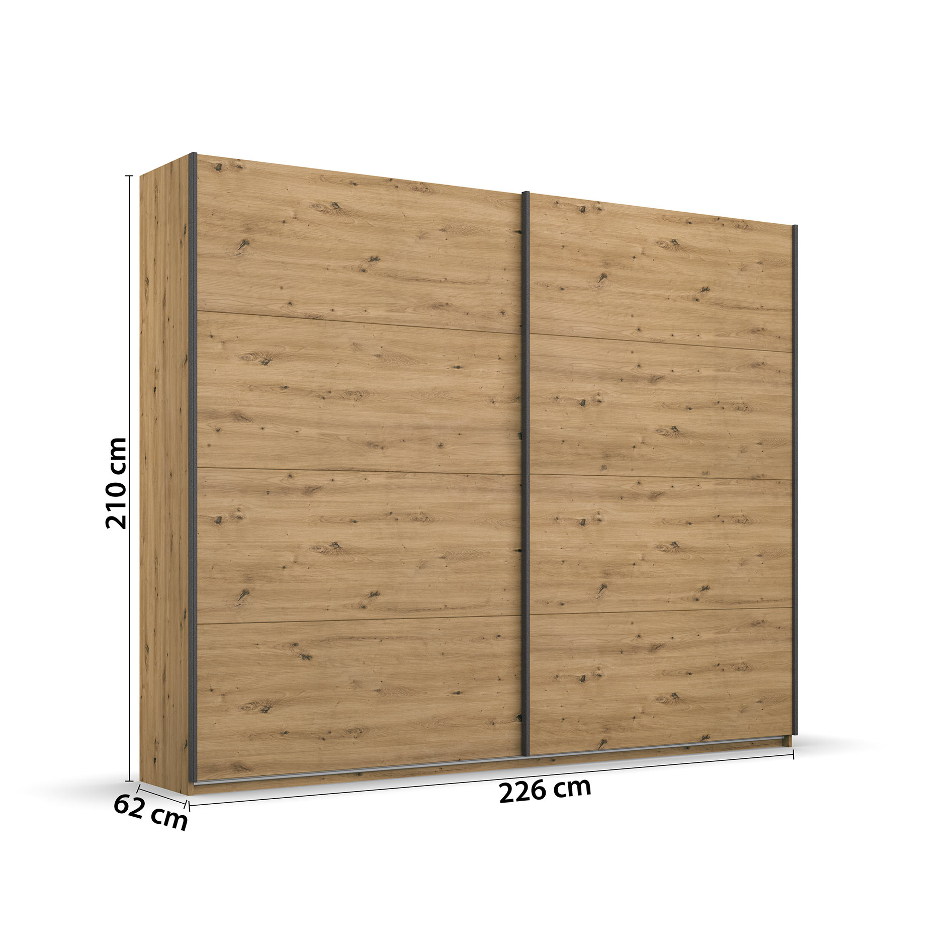 Schwebetürenschrank - Artisan Eiche - 2 Türen - 226 cm