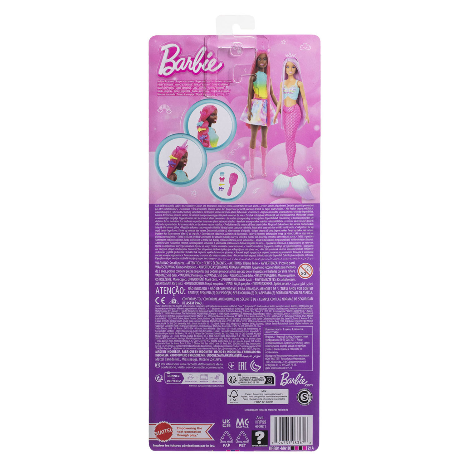 Barbie Modepop Zeemeermin met Lang Haar Roze