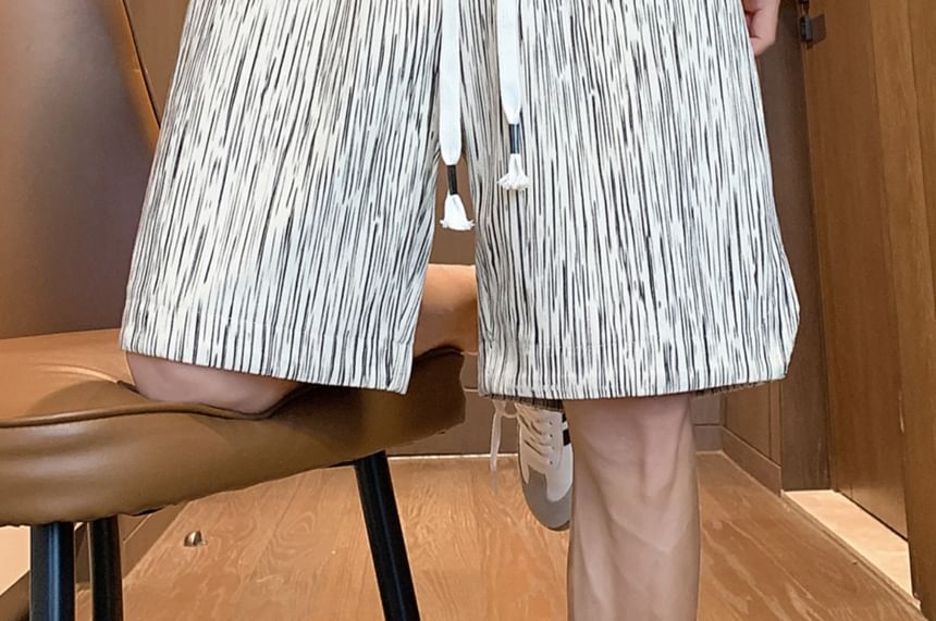 Drawouf - Gestreepte shorts met gemiddelde taille