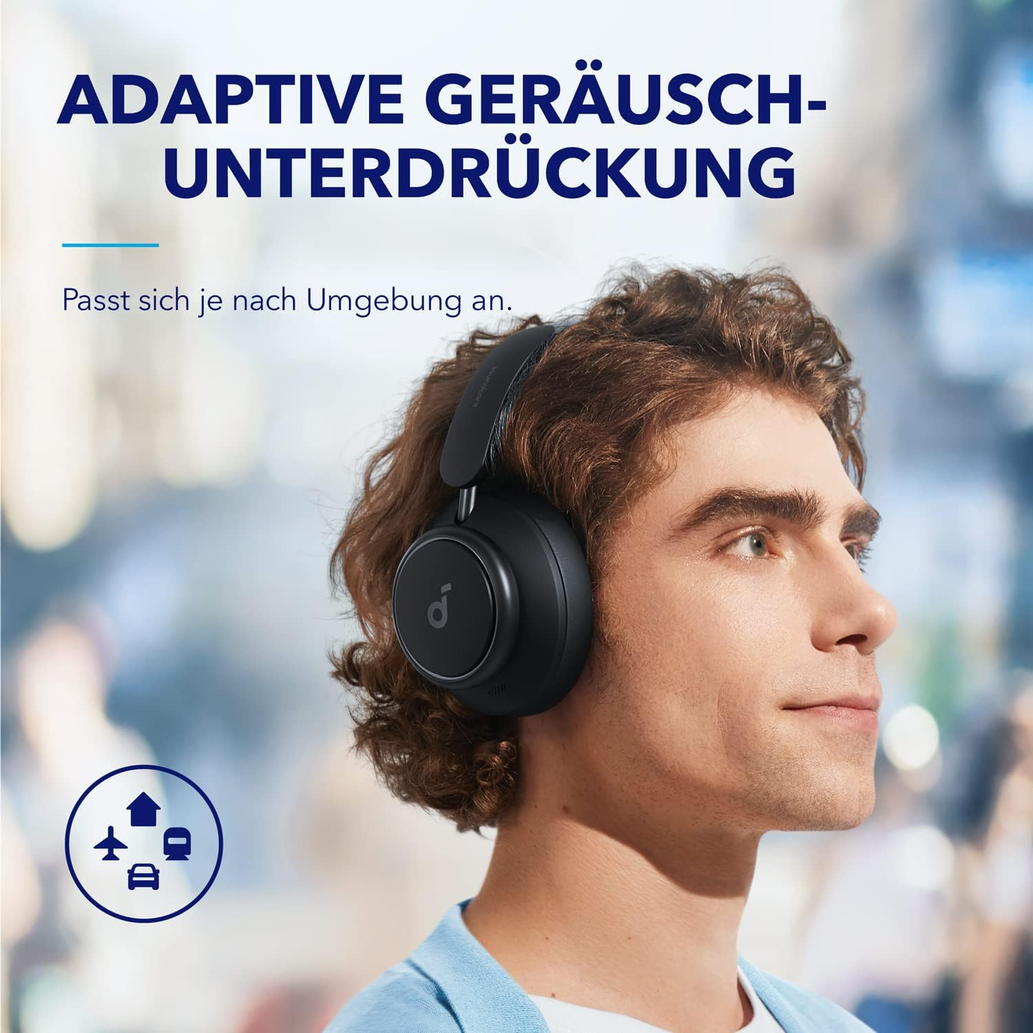 Space Q45 Bluetooth 5.3 Over-Ear Kopfhörer mit aktiver Geräuschunterdrückung (A3040G11) - Schwarz