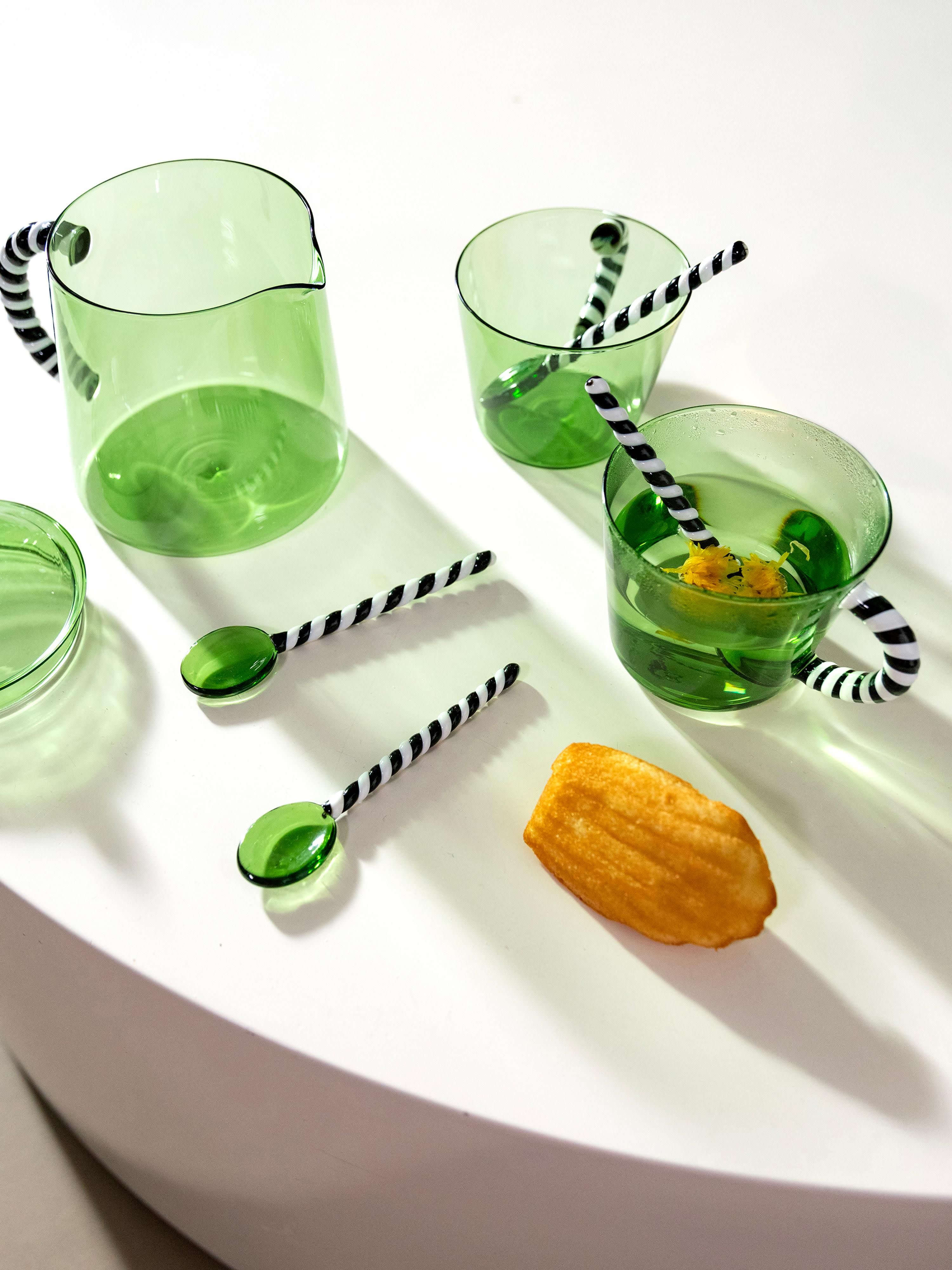 Handgemaakte glazen lepel Duet uit borosilicaatglas, 4 stuks