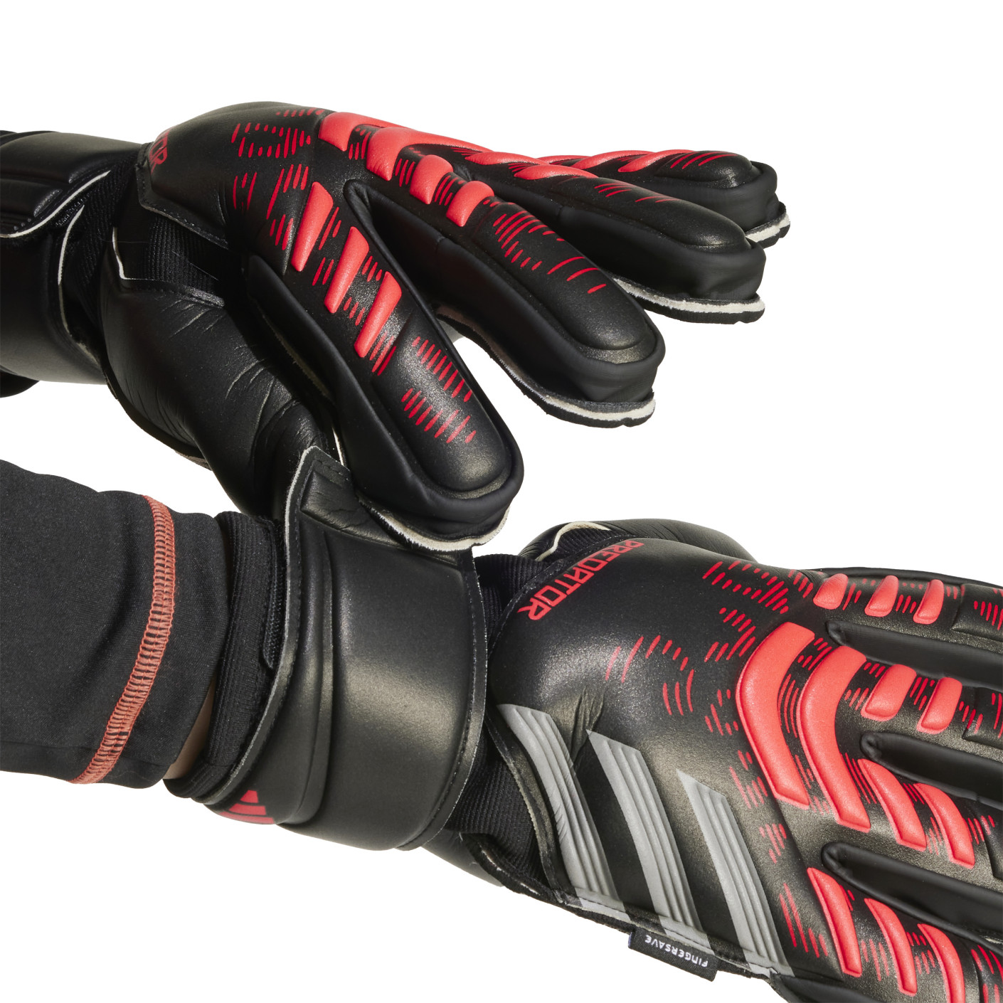Adidas Predator Match Fingersave Keepershandschoenen Zwart Rood Grijs