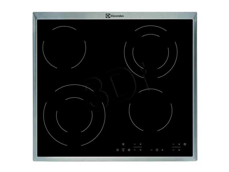 Electrolux EHF6342XOK - Keramisk kogeplade - 4 plader - Niche - bredde: 56 cm - dybde: 49 cm - med rustfrit stål-pynt - sort