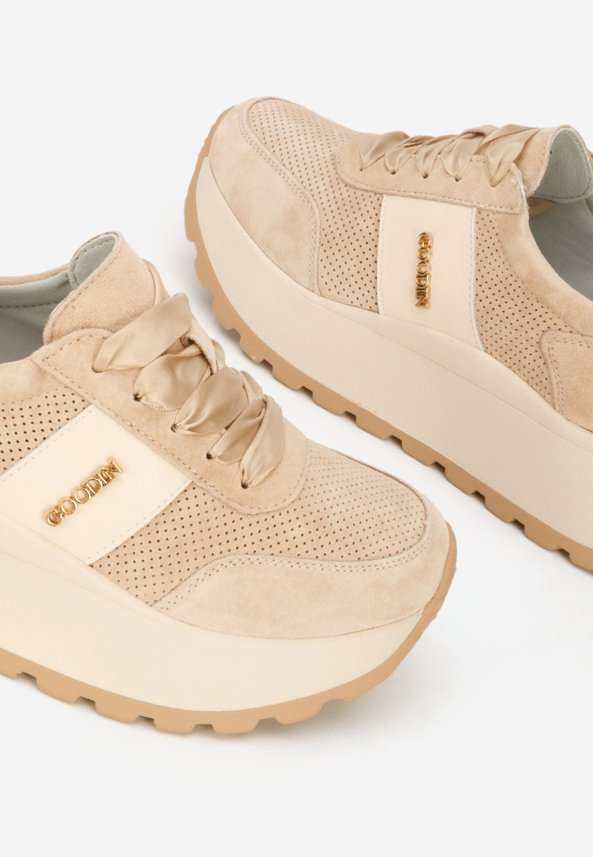 Baskets à plateforme beige Densia