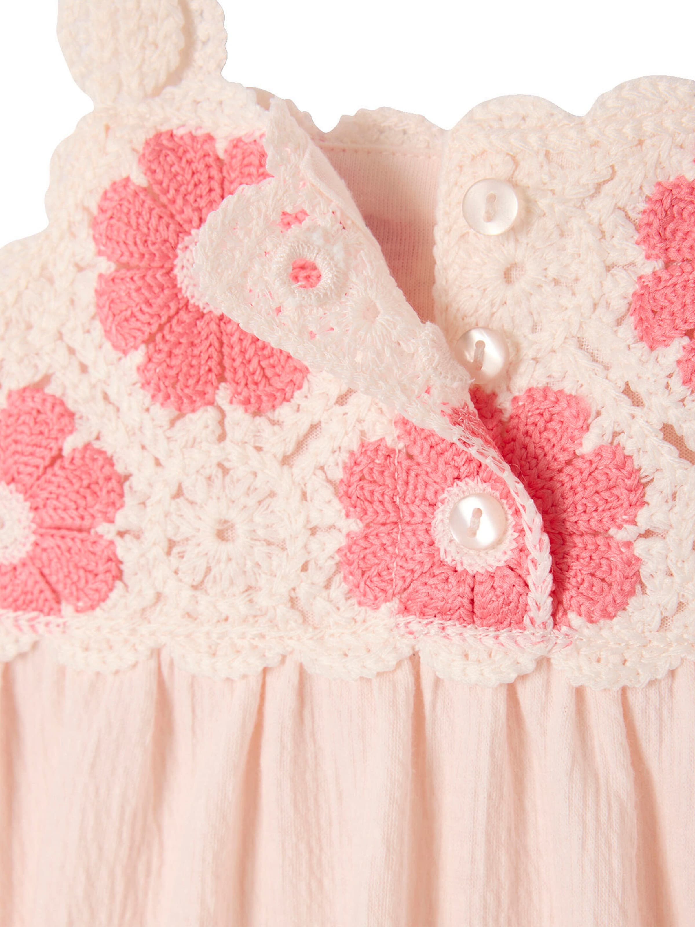 Vertbaudet Gehäkeltes Baby Kleid wollweiß