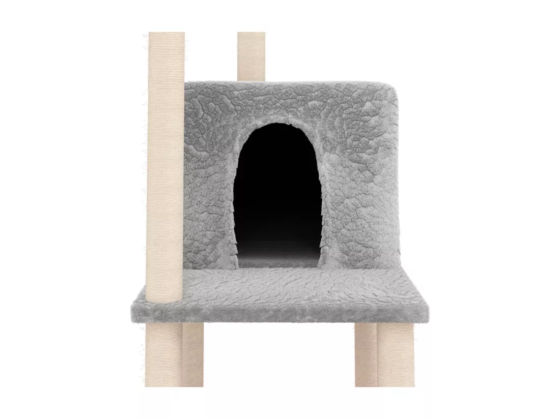 Arbre à chat avec griffoirs en sisal Gris clair 144,5 cm
