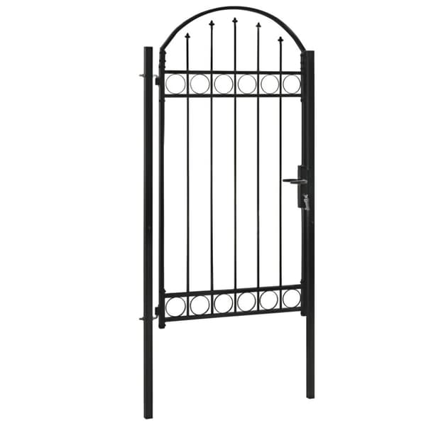 vidaXL Hageport med buet topp stål 100x250 cm svart