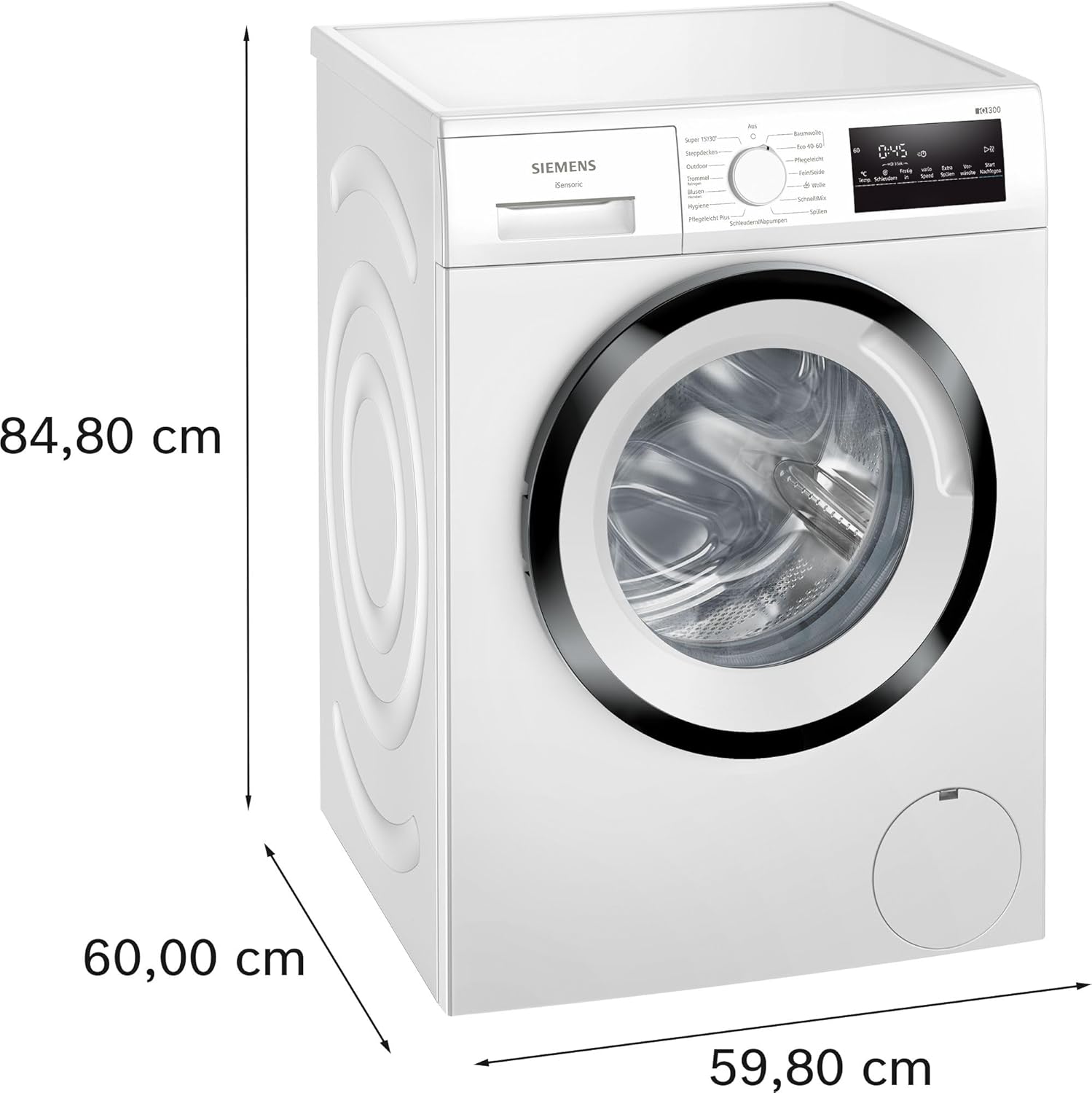 Siemens WM14N223 Waschmaschine iQ300, Frontlader mit 7kg Fassungsvermögen, 1400 UpM, speedPack L, LED-Display,Outdoor-Programm, Weiß, 60cm