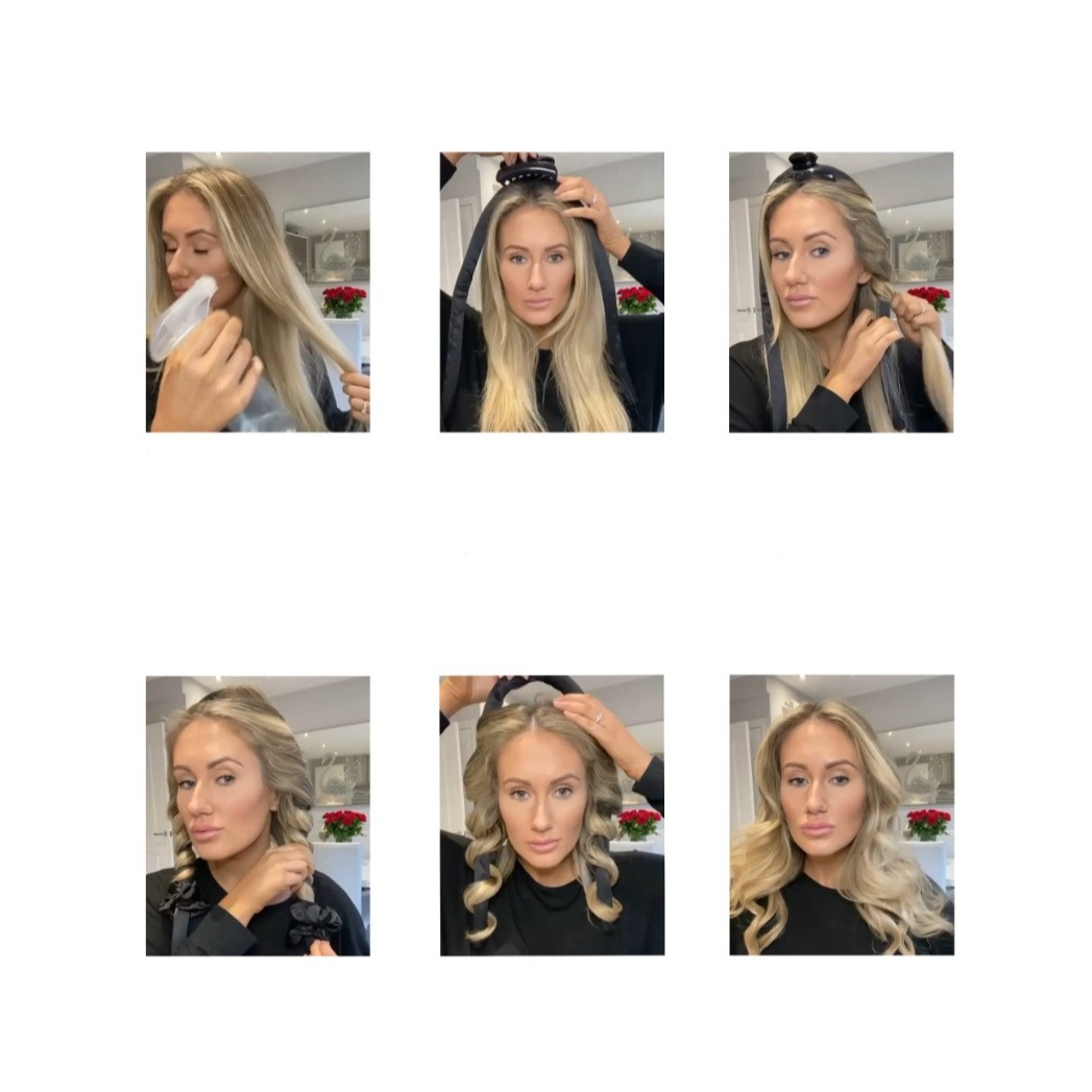(4-tlg. Set) Locken Haarband Heatless Curler Sockenlocken Haar Styling ohne Hitze inkl. Haarspange   Haargummis - Blau