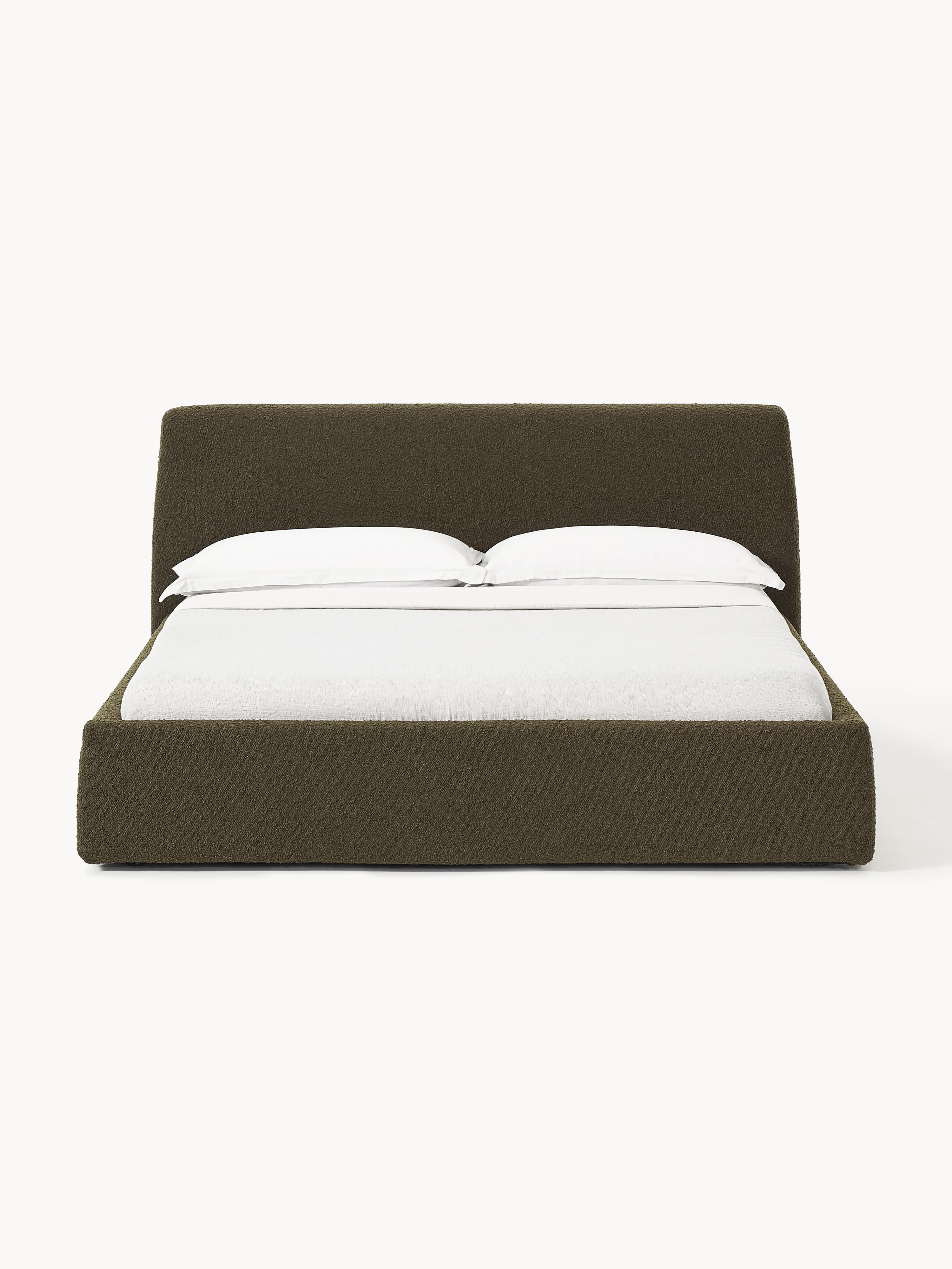 Bouclé gestoffeerd bed Cloud met opbergruimte