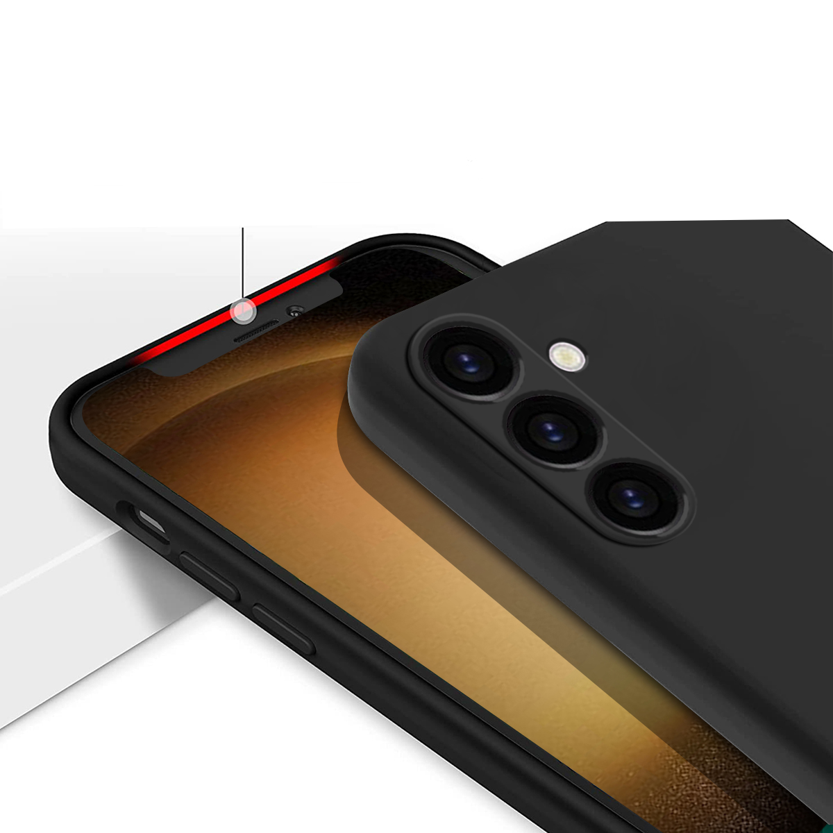 Samsung Galaxy S24 FE Silikon Case Hülle mit Kameraschutz   Handschlaufe - Schwarz