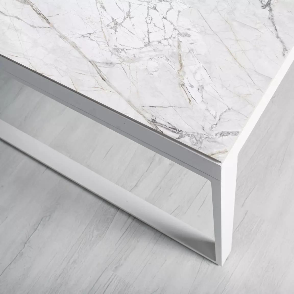 Table de jardin en aluminium et céramique 12 places (260 x 120 cm) Kore Blanc marbré