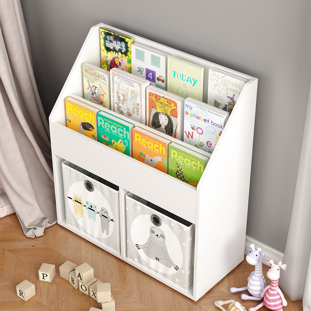Vicco Kinder Bücherregal Conny 72 x 79 cm, Weiß, Kinderregal mit großen Ablagen
