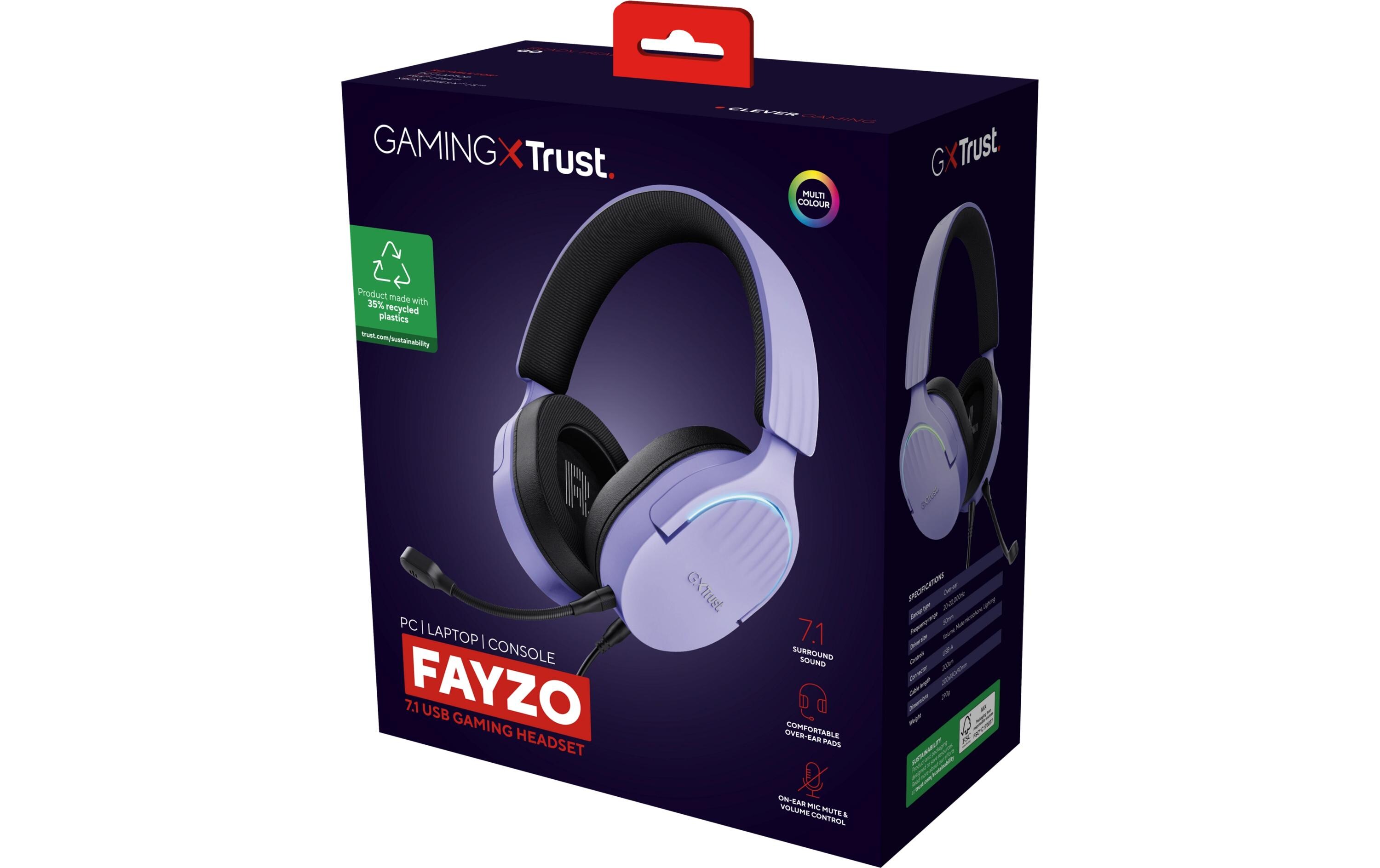 Headset GXT 490 FAYZO Schwarz/ViolettLeistungsstarkes ohrumschliessendes 7.1 USB-Gaming-Headset für ein immersives Gaming-Erlebnis