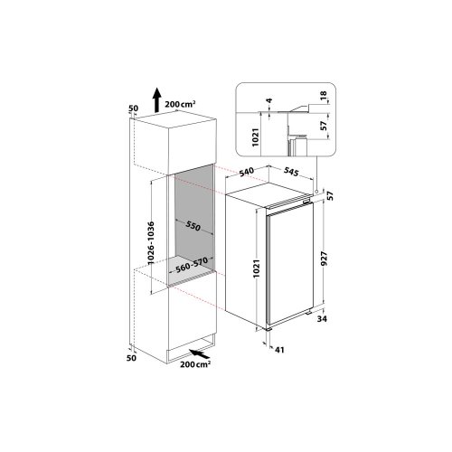 Whirlpool Inbouw koelkast 1-deurskoelkast 167L ARG 100712