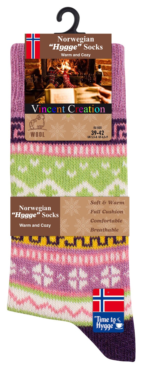Vincent Creation® 3 Paar Bunte Norwegersocken Hygge Socken