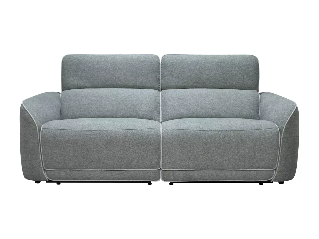 Canapé 3 places et fauteuil relax électrique en tissu chiné gris OZARTO