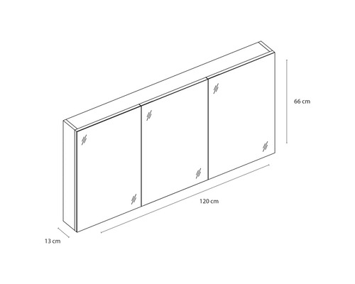 Somero spiegelkast, 120 cm, hoogglans wit