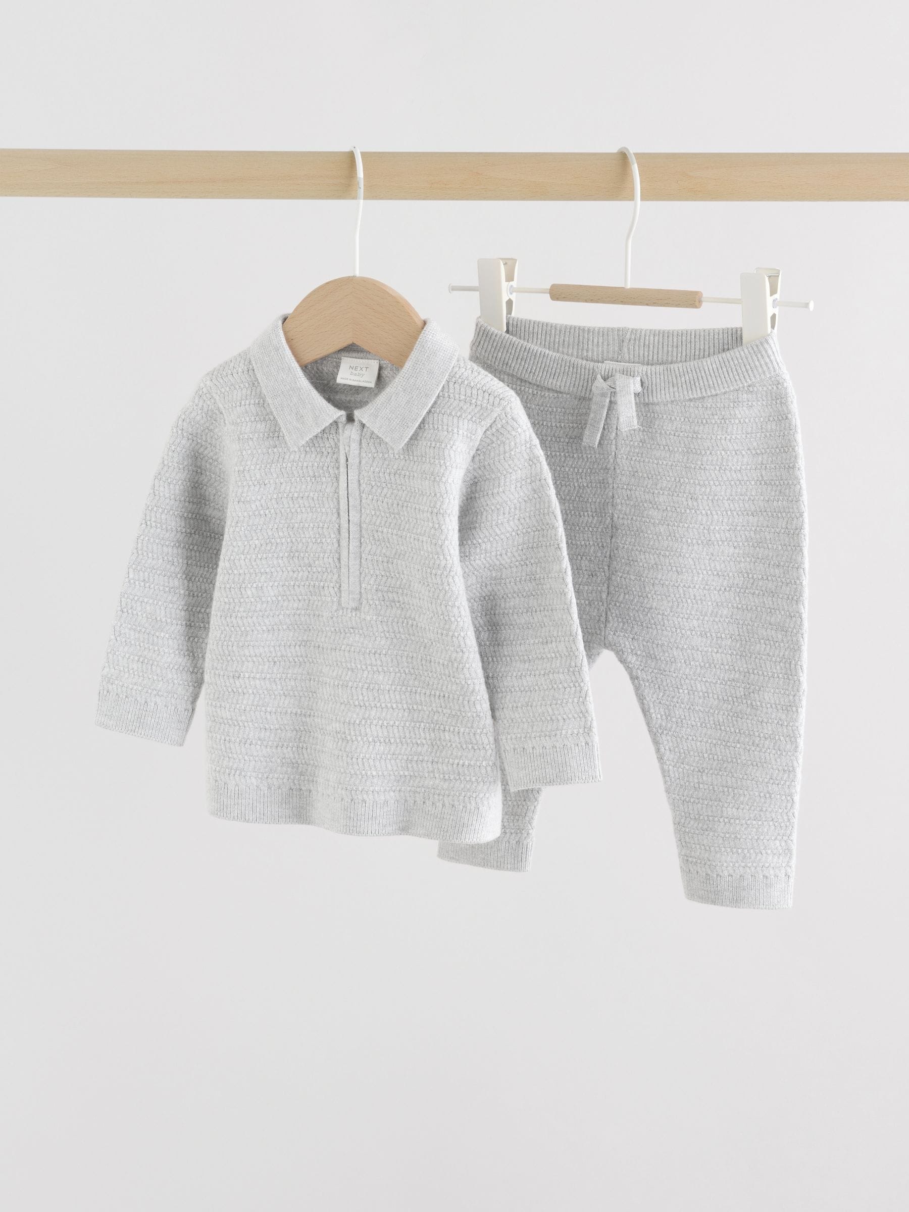Grijs - Babyset met gebreide trui en legging (0mnd-2jr)