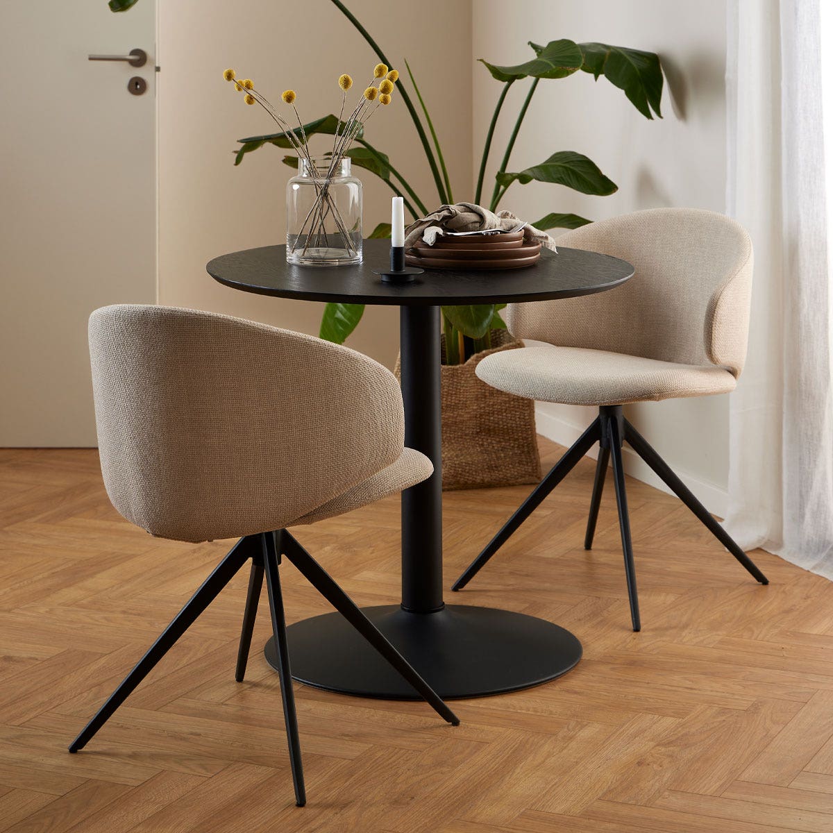 Lisomme Vino houten tafel zwart - Ã 80 cm