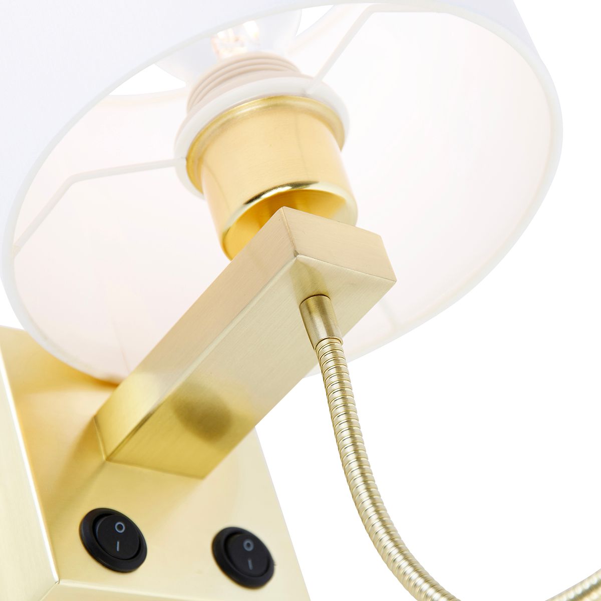 Wandlamp goud met USB en kap wit 18 cm - Brescia Combi