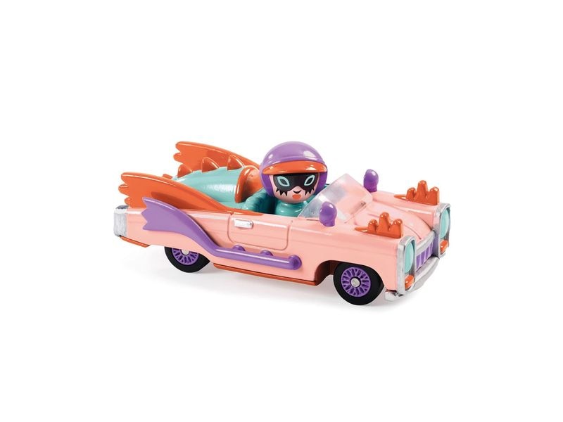 DJECO Rennwagen Crazy Motors – Pink Lady Rennauto aus Metall mit Federung