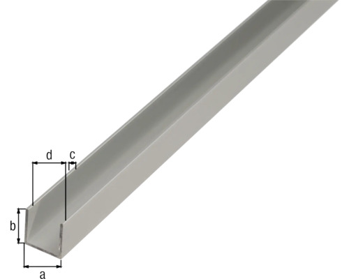 U-profiel aluminium zilver geanodiseerd 25x25x2 mm, 2 m