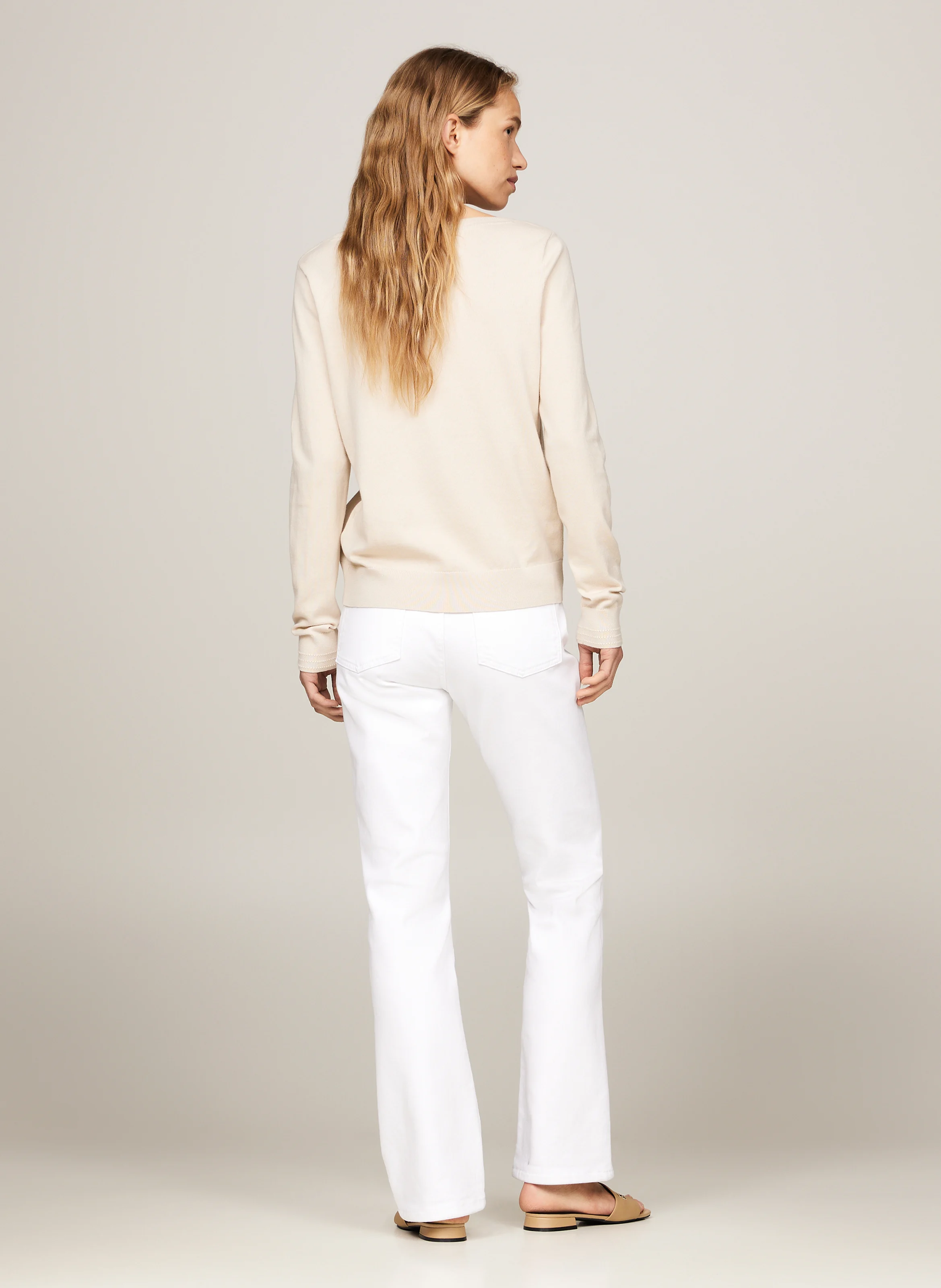 Pull en coton bio mélangé| Beige