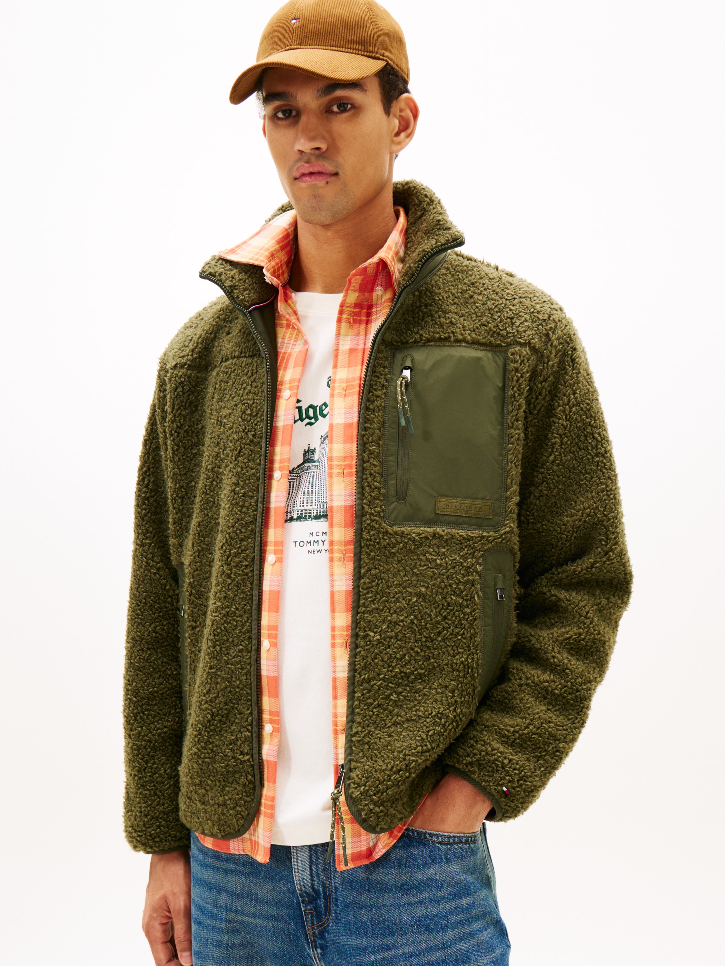 Tommy Hilfiger Sweatjacke »TEDDY FLEECE ZIP THROUGH«, Übergangsjacke Herbstjacke Teddy Plüsch Soft Jacke