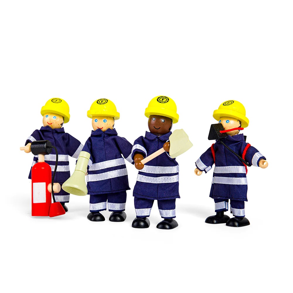 Figurines en bois pompiers