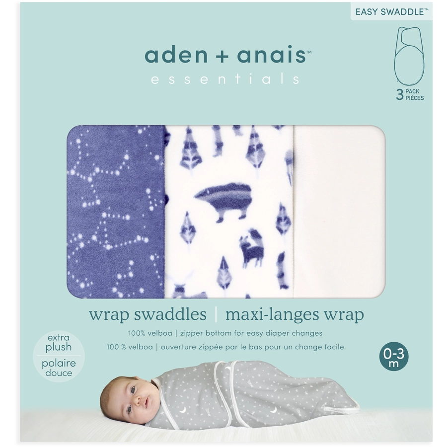 aden + anais™ essentials easy swaddle™ Pucksack 1,5 TOG 3er-Pack scandinavian sky Velboa 0-3 Monate