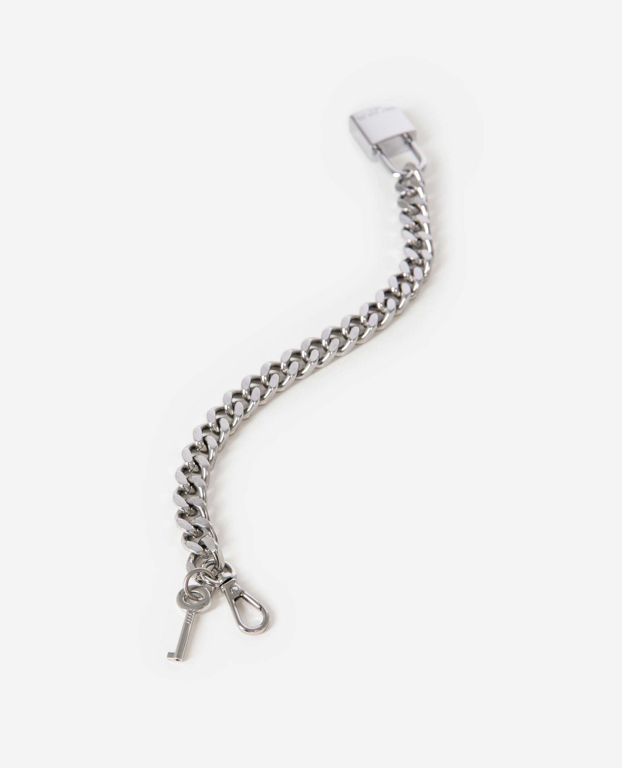 Bijou de sac chaîne cadenas et clé argenté