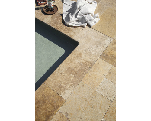 FLAIRSTONE Zwembadrandsteen Napoli element recht bruin 1 lange zijde afgerond 61x35 x 3 cm