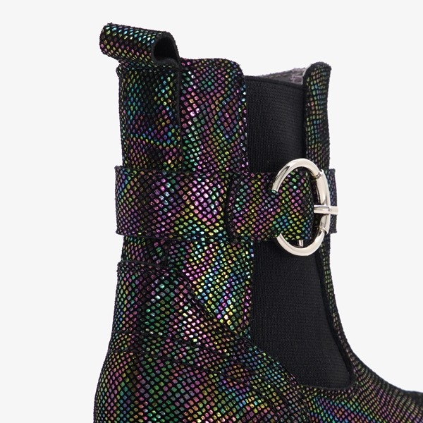 TwoDay leren meisjes Chelsea boots zwart metallic