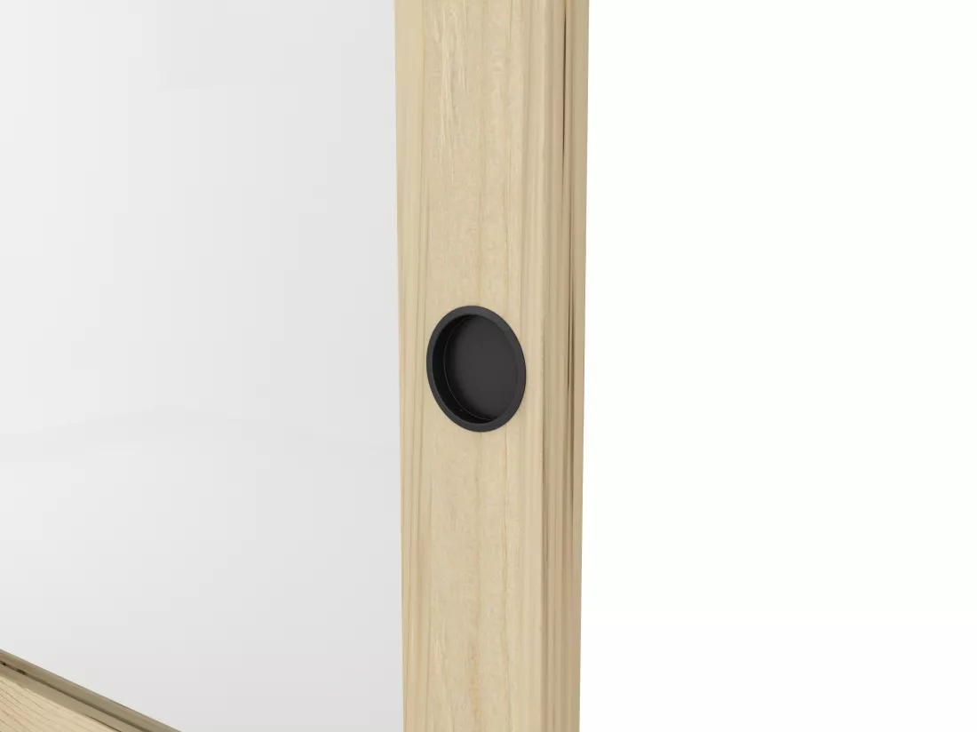 Porte coulissante double avec système à galandage en bois et verre trempé - 3 fenêtres - 2 x H205 x L73 cm - ACOSTA II