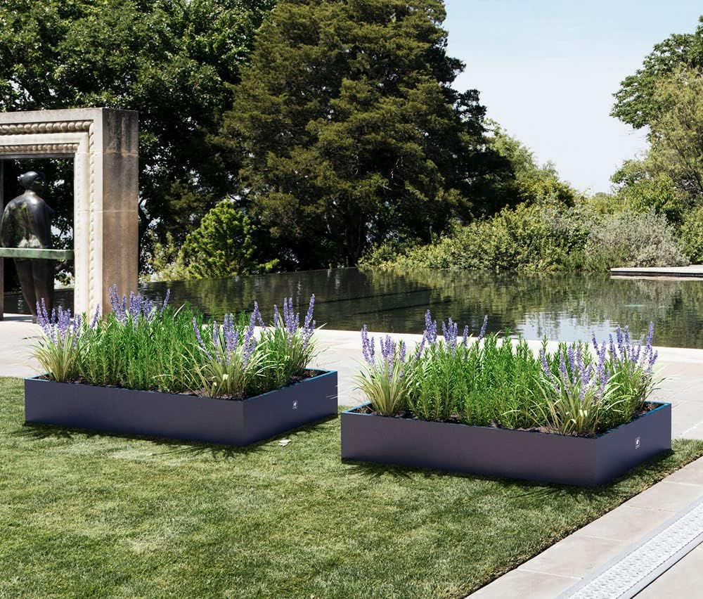 herstera Garden Metall Pflanzkübel Cube | Anthrazit | 150x100x25 cm