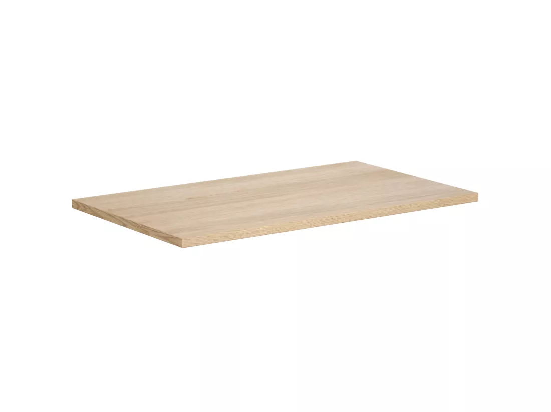 Meuble de salle de bain suspendu avec vasque à poser en pierre - Placage chêne - 80 cm - MESLIVA