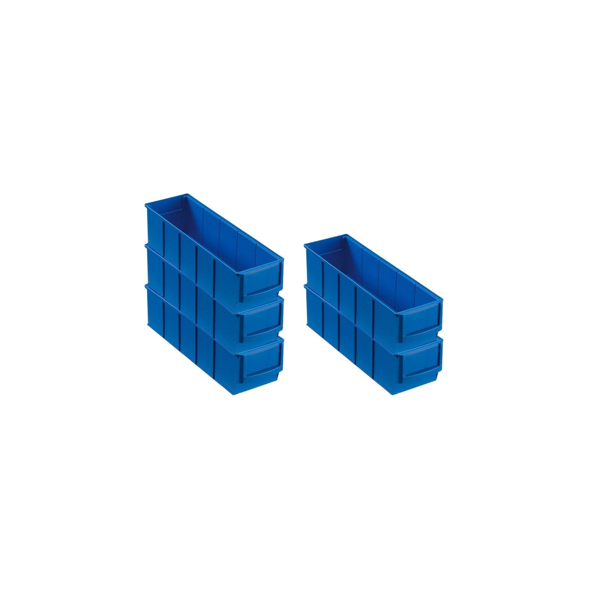PROREGAL Voordeelset 5x Blauwe Industriële Doos 300 S HxBxD 8,1 x 9,1 x 30 cm 1,6 Liter Assortimentsdoos