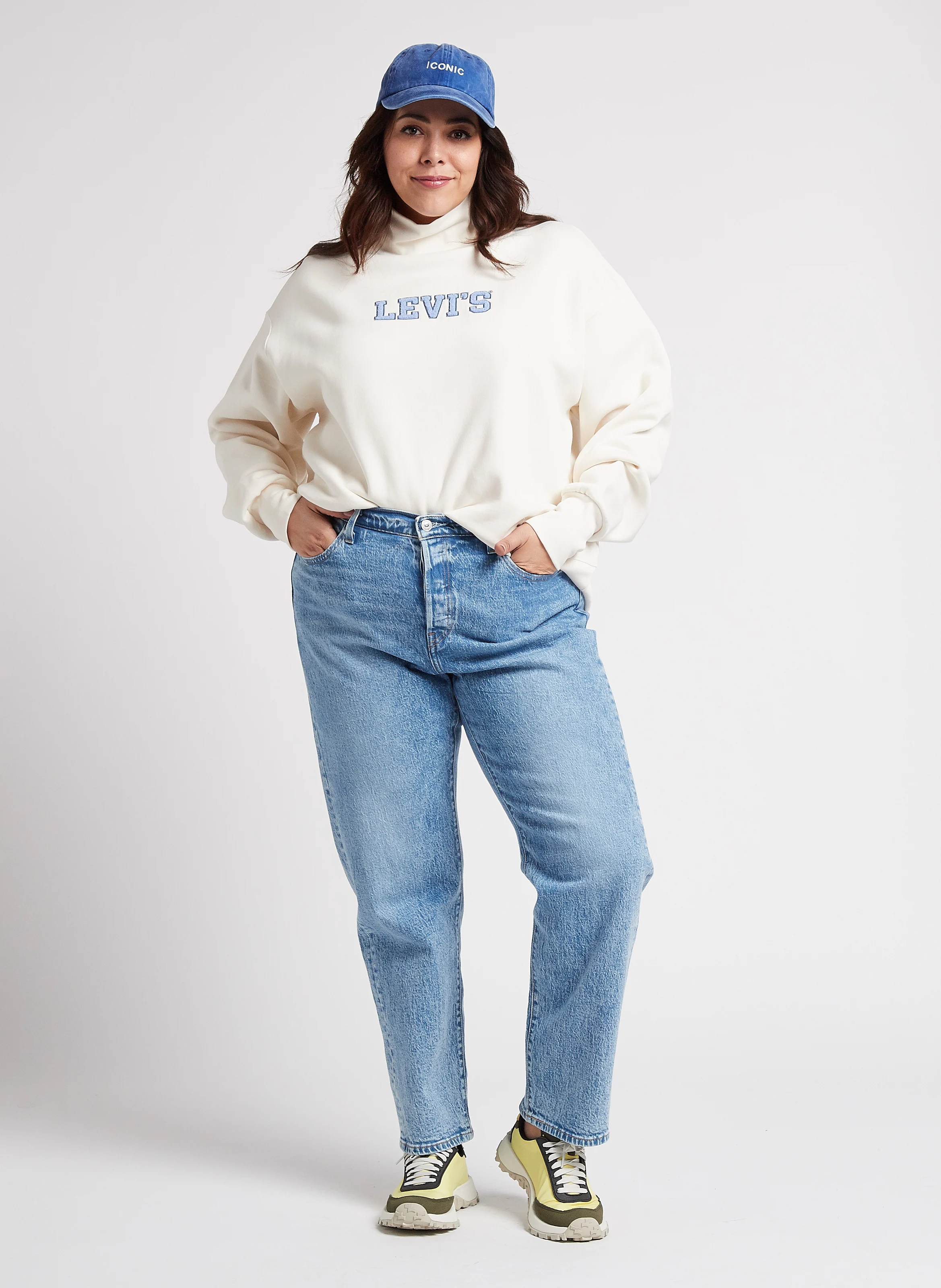 PL GRAPHIC GARDENIA CREW - Sweat col montant à logo en coton mélangé| Blanc