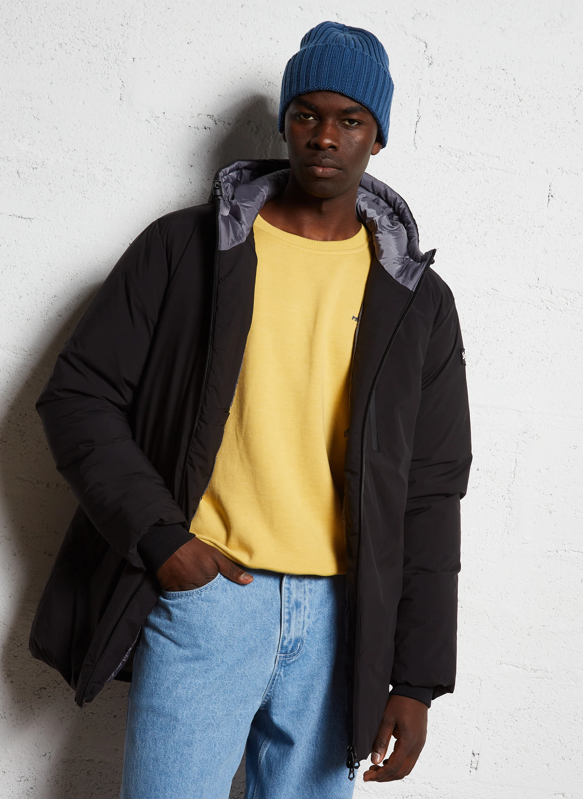 Parka longue droite à capuche | Noir