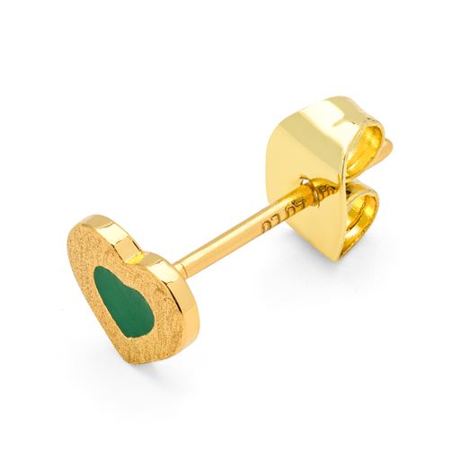 LULU Copenhagen Color Heart Ørering, Gold Plated/Green