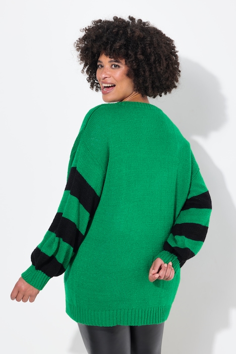 Pullover, oversized, HAPPY, Ringel-Ärmel